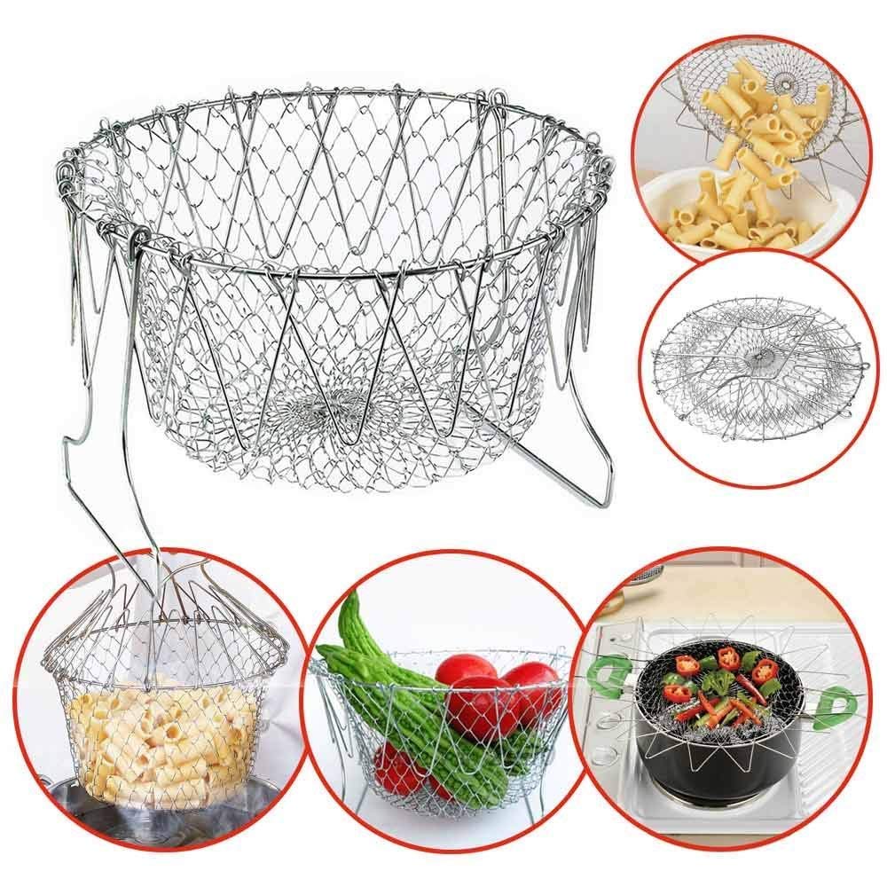 🍳 Foldable Stainless Steel Chef Basket