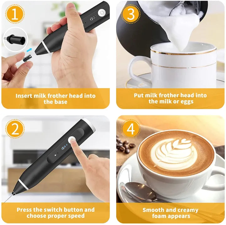 USB Rechargeable 3-Speed Milk Frother