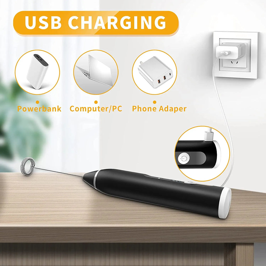 USB Rechargeable 3-Speed Milk Frother