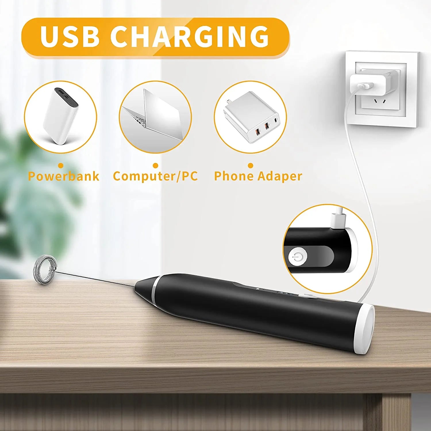 USB Rechargeable 3-Speed Milk Frother