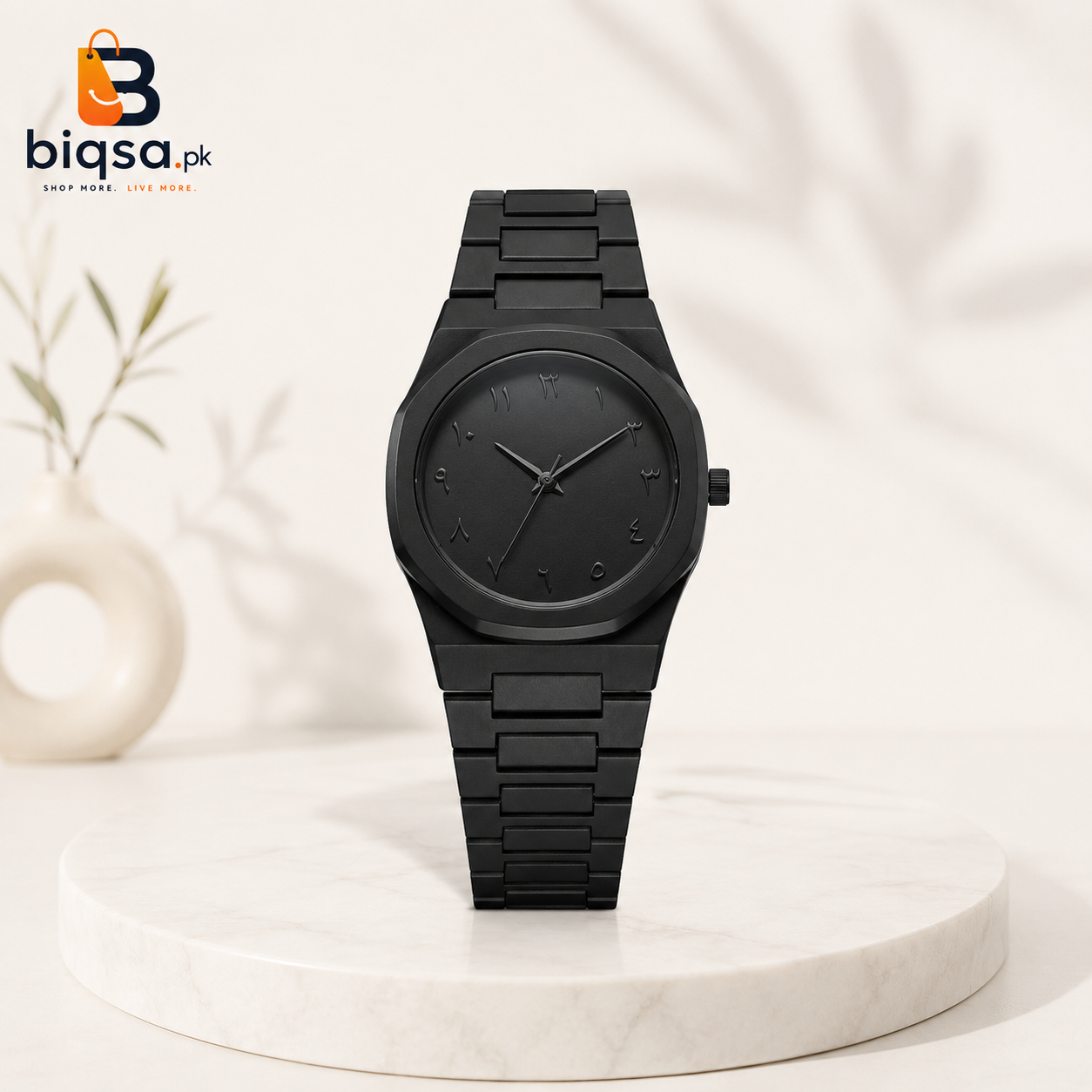 🖤 Black Minimalist Analog Aura Watch