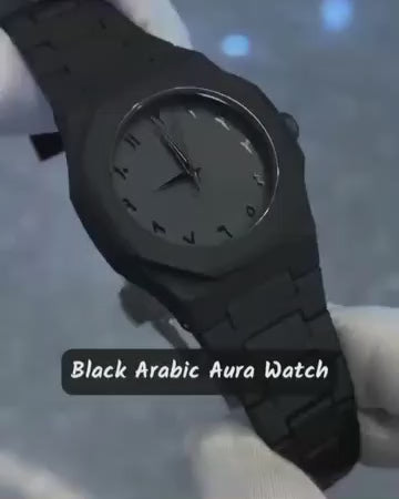 🖤 Black Minimalist Analog Aura Watch
